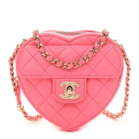 CHANEL Handbags - Chanel Pink Heart Bag Mini 22S CC small Lambskin Leather Crossbody bag New w/tag